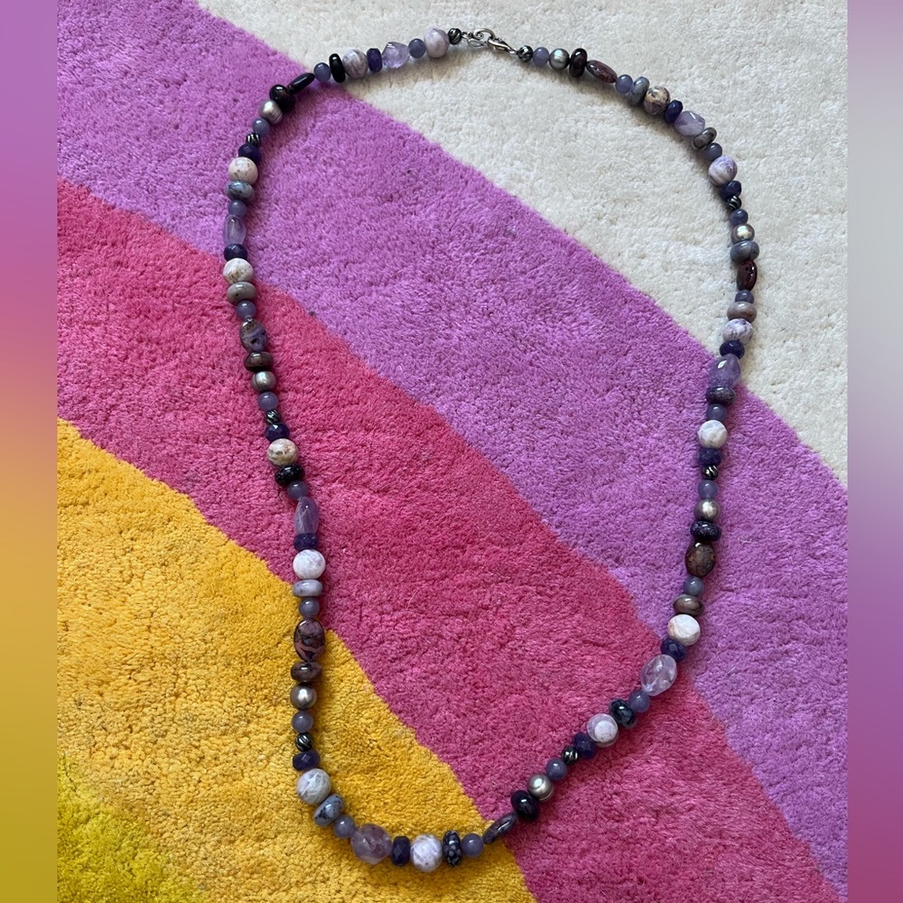 Carolyn pollack purple stone bead necklace